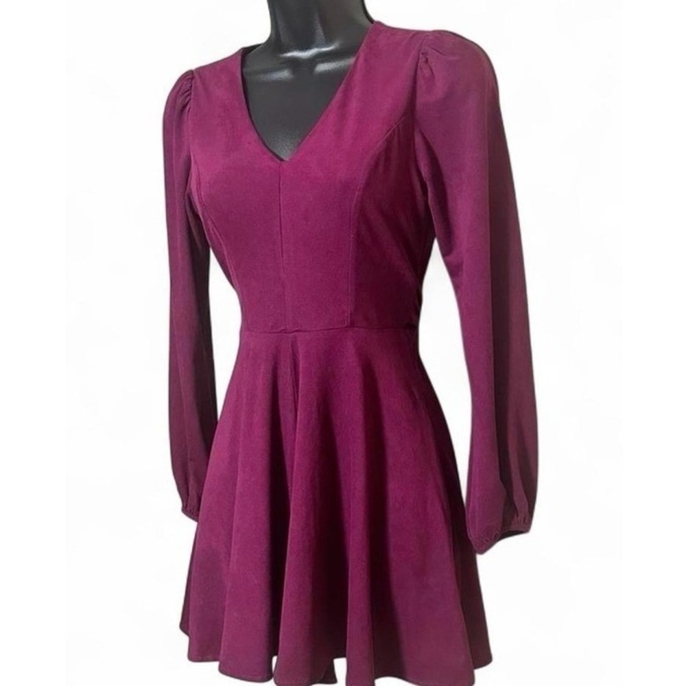 Like New Altar'd State Rich Wine Colored Long Sleeve Mini Dress with Tied Back